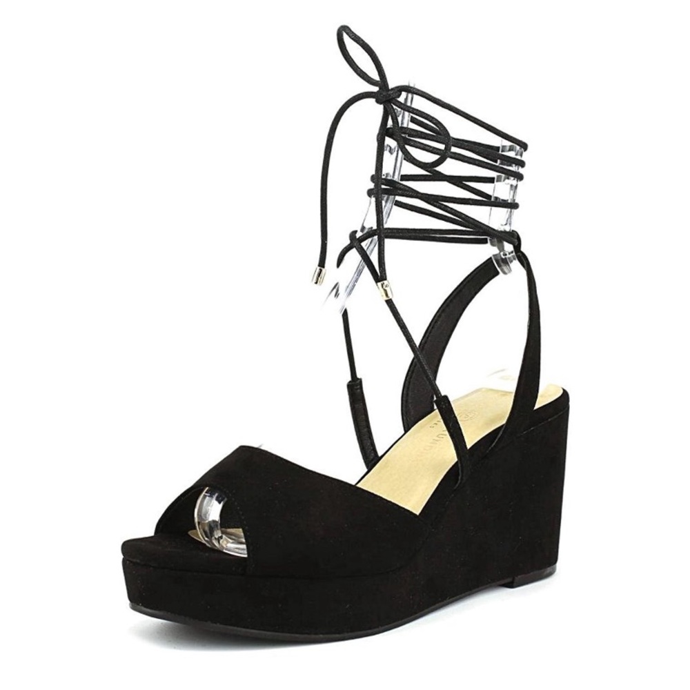 Lace up wedge sandals